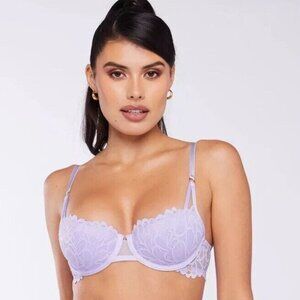 Savage X Fenty Not Sorry Lightly Lined Lace Balconette Bra in Lavender, 34C